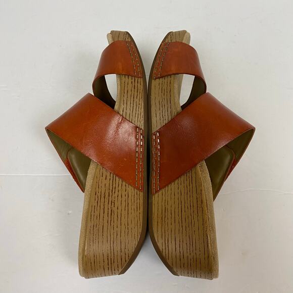 Dansko Lacee Burnished Calf Leather Strappy Sandal Rust Burnt Orange Size 37 - Picture 9 of 11